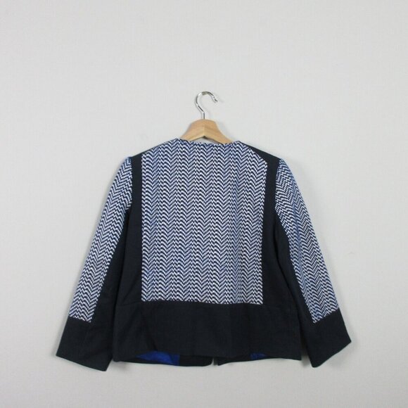 Club Monaco Tweed Blazer Jacket Women 6 Navy Old Money Office Siren Career 530 - Picture 2 of 9